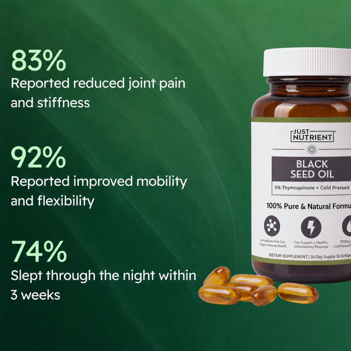 Move Comfortably with Pure Black Seed Oil (5% Thymoquinone)