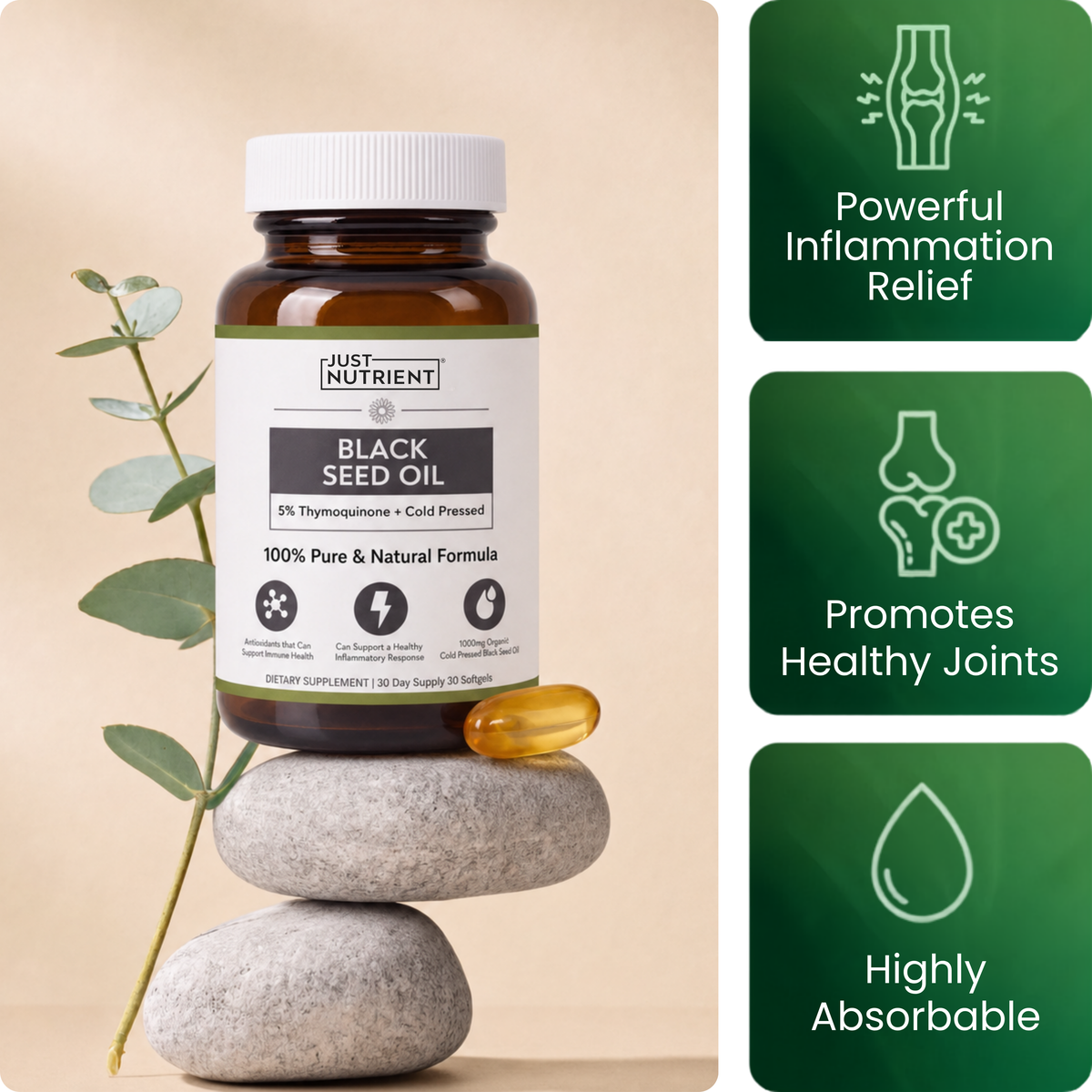 Move Comfortably with Pure Black Seed Oil (5% Thymoquinone)